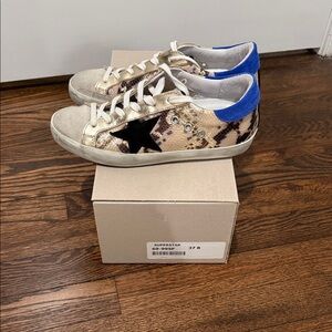 Golden Goose Superstar Sneakers in Gold and Blue